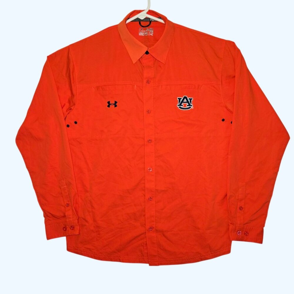 Under Armour Auburn Tigers Mens Medium Vented Button Up Shirt War Eagle UM8117 - Picture 2 of 10